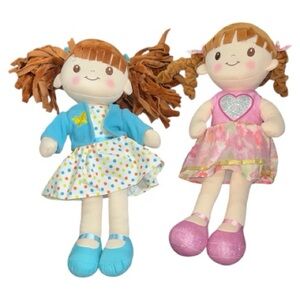 2 Linzy Dolls Plush Pigtails Girls Squishy Cute